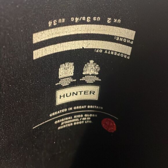 HUNTER Kids Boots 12” Original Gloss Black Size US 3 B / 4 G - Picture 10 of 12